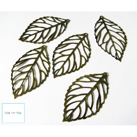 5x filigrane Blätter bronzefarben * Blatt Anhänger