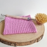 Buntes Spültuch Rosa Pink ca 28x28 cm handgestrickt Baumwolle