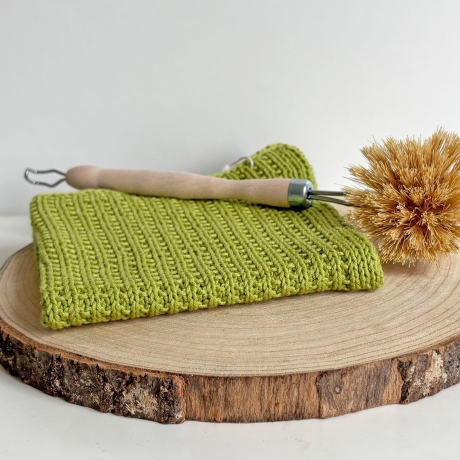Spültuch Grün 25x25 bis 32x32 cm handgestrickt Baumwolle