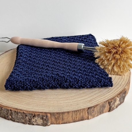 Spültuch Blau Türkis 26x26 bis 30x30 cm handgestrickt Baumwolle