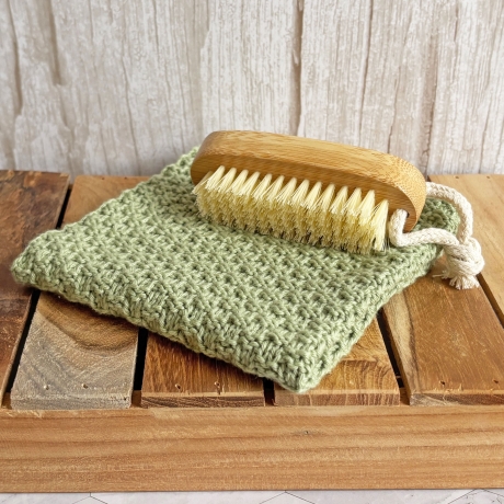 Spültuch Grün 25x25 bis 32x32 cm handgestrickt Baumwolle