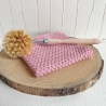 Buntes Spültuch Rosa Pink ca 28x28 cm handgestrickt Baumwolle