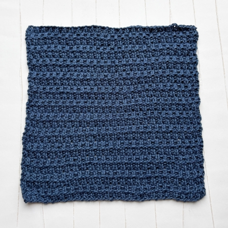 Spültuch Braun Grau Blau mit Leinen ca 27x27 cm handgestrickt