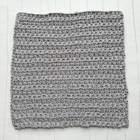 Spültuch Braun Grau Blau mit Leinen ca 27x27 cm handgestrickt