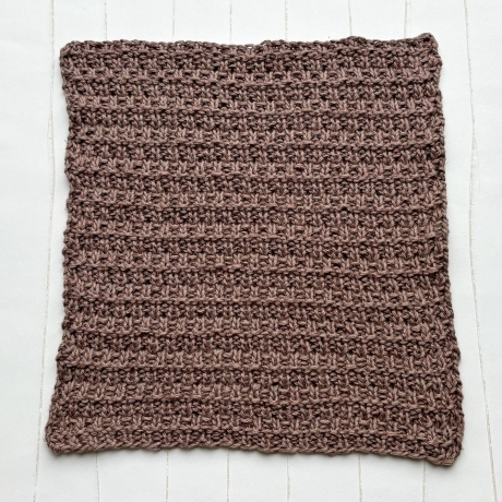 Spültuch Braun Grau Blau mit Leinen ca 27x27 cm handgestrickt