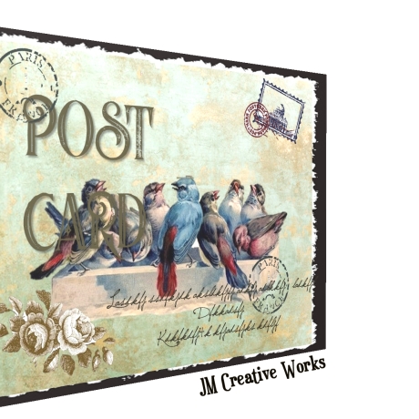 Holzschild-Shabby Postkarte Vogel