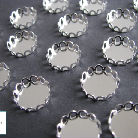 10x Fassung silberfarben für Cabochon 10mm Rohling