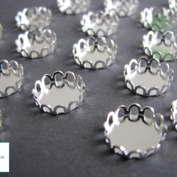 10x Fassung silberfarben für Cabochon 10mm Rohling