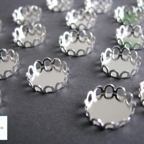 10x Fassung silberfarben für Cabochon 10mm Rohling