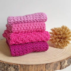 Buntes Spültuch Rosa Pink ca 28x28 cm handgestrickt Baumwolle