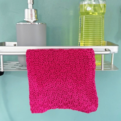 Buntes Spültuch Rosa Pink ca 28x28 cm handgestrickt Baumwolle