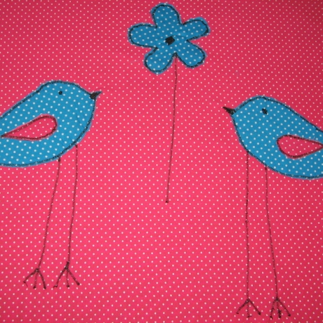 *kuschelige Babydecke pink mit Punkten + Vögeln