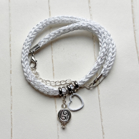 Armband Sternzeichen gestrickt Metallanhänger Länge ca 32 - 40cm