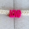 Wickelarmband LOVE Baumwolle und bunte Wortperle ca 32 - 40cm