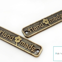 5x Label Etikett handmade VINTAGE Antik Bronze