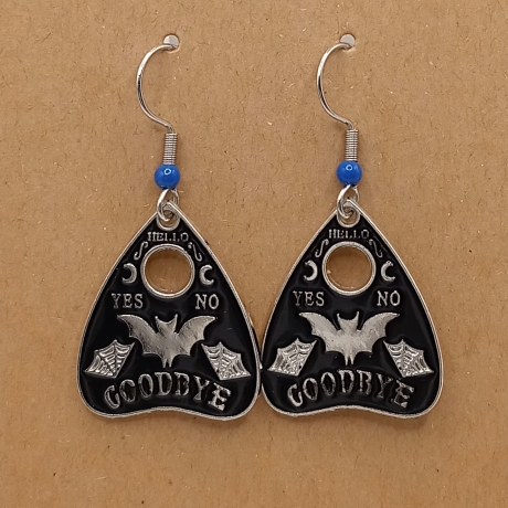 Planchette blau Ohrhänger Ohrringe Modeschmuck Halloween Gothic