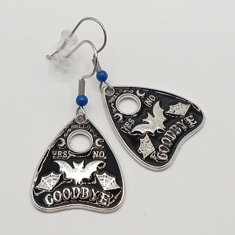 Planchette blau Ohrhänger Ohrringe Modeschmuck Halloween Gothic