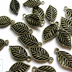 10x Blätter antikbronzefarben Blatt Anhänger 20x10mm
