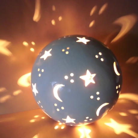 Keramik Leuchtkugel mit Sterne Namenslampe Kugellampe mit Name