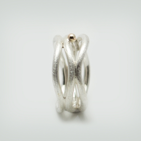925er Silber-Ring mit 585er Gold Tejido