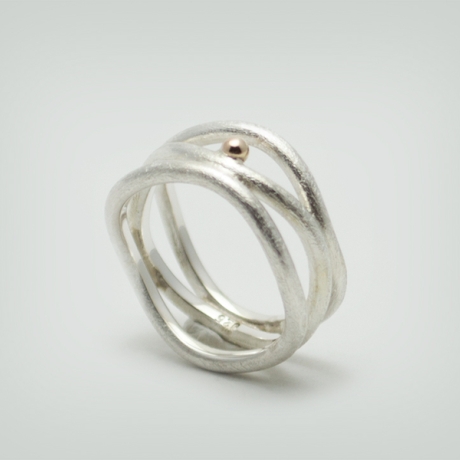 925er Silber-Ring mit 585er Gold Tejido