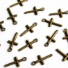 10x Anhänger Mini Kreuz bronzefarben 9x19mm Kreuze