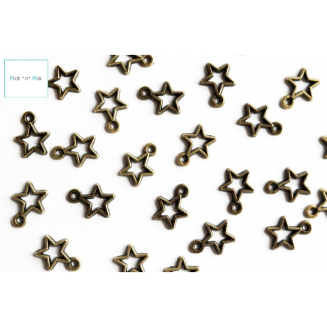 10x Stern Anhänger bronzefarben Sterne 14 x 11 mm