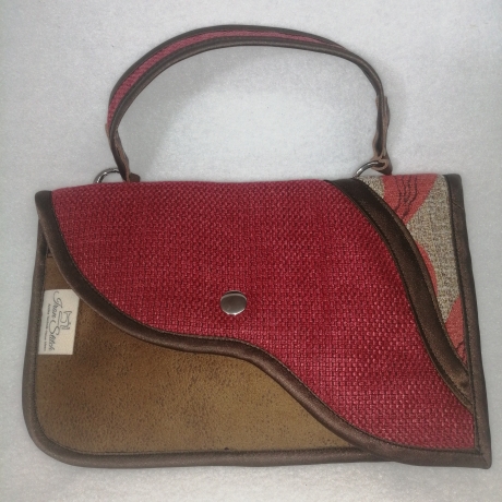 Handtasche Clutch rot braun orange Unikat Handytasche Handarbeit 
