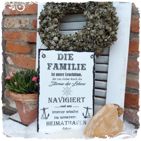 Holzschild-Shabby Familie