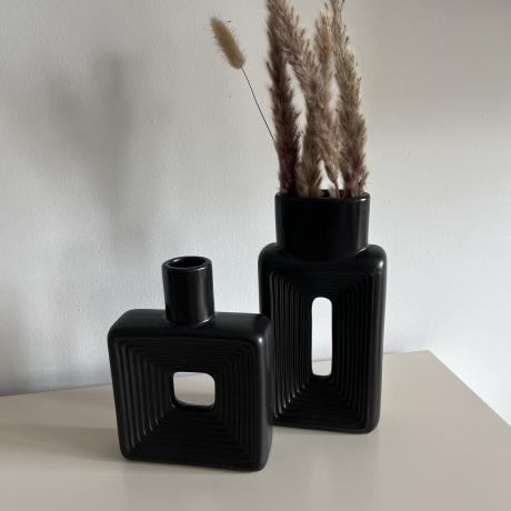 Wohndeko Keramik Vase 2er Set Boho Style Ceramic Vases black