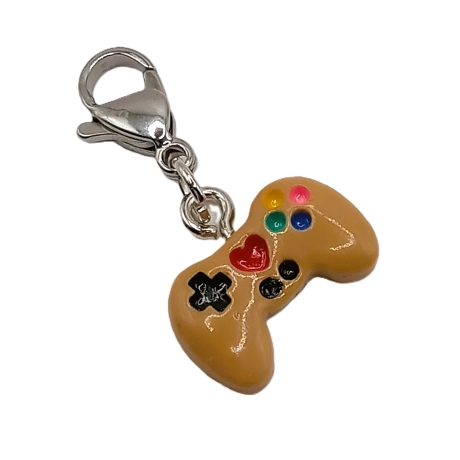 Controller Charm mini Clip Anhänger Bettelarmband Gamer braun