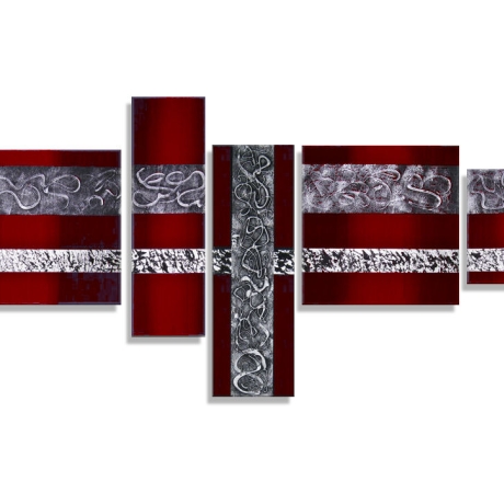 MK1 Art Bild Leinwand Abstrakt Kunst Malerei Acrylbild rot grau