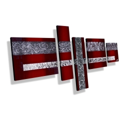 MK1 Art Bild Leinwand Abstrakt Kunst Malerei Acrylbild rot grau