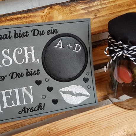 Ferberline Stickdatei MugRug und Spruch Mein Arsch ab 10x10