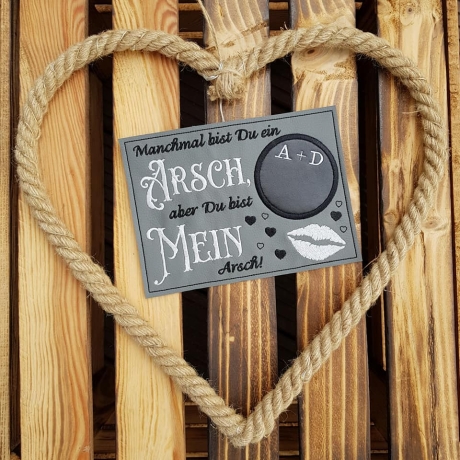 Ferberline Stickdatei MugRug und Spruch Mein Arsch ab 10x10