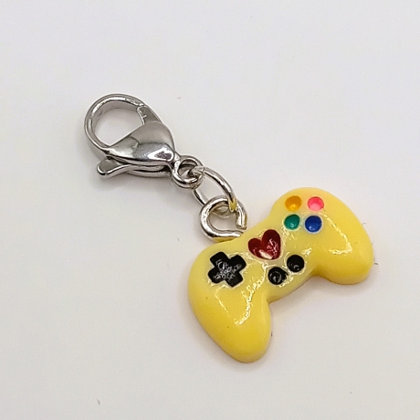 Controller Charm mini Clip Anhänger Bettelarmband Gamer gelb