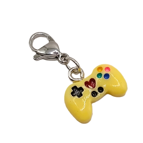 Controller Charm mini Clip Anhänger Bettelarmband Gamer gelb