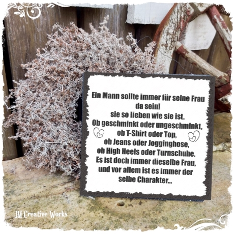 Holzschild-Shabby seine Frau