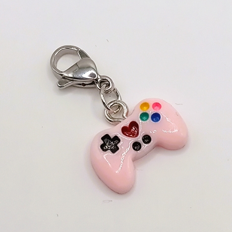 Controller Charm mini Clip Anhänger Bettelarmband Gamer rosa
