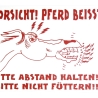Witziges Schild Pferd beißt, Gravurschild 15x20 cm