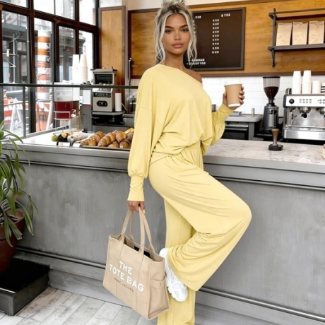 Oversize Jogger Anzug wide leg Hose off shoulder Bluse XS/S & M/L