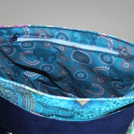 kleine  Umhängetasche Damen /blaue Handtasche/Elefant/Cord Tasche