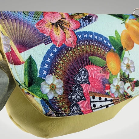 kleine Umhängetasche Damen-Sommertasche-Blumenmuster-Clutch-gelb