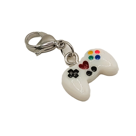 Controller Charm mini Clip Anhänger Bettelarmband Gamer weiß