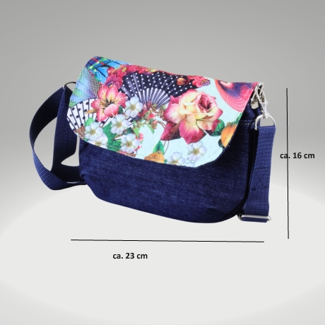 kleine Umhängetasche Damen-Jeanstasche-Blumenmuster-Clutch-gelb