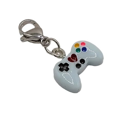 Controller Charm mini Clip Anhänger Bettelarmband Gamer hellblau