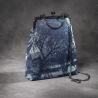 Handgemachte Jacquard Tasche – Dunkelblau mit Naturmotiv