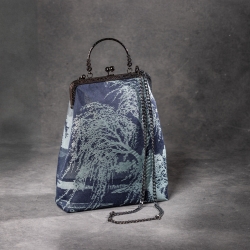 Handgemachte Jacquard Tasche – Dunkelblau mit Naturmotiv