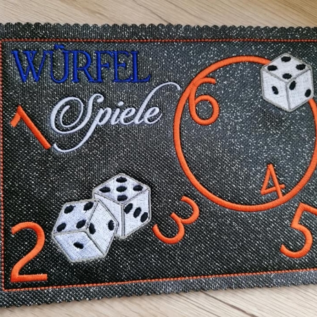 Würfel Mugrug   -  Stickdatei bei Michis Textilatelier