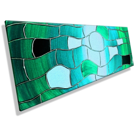 MK1 Art Bild Leinwand Abstrakt Kunst Malerei Acrylbild Türkis